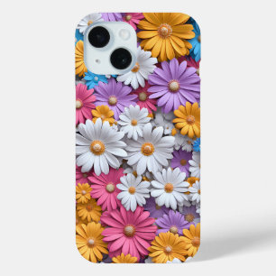 Kleurrijke 3D Daisies Bloemen Telefoon Case