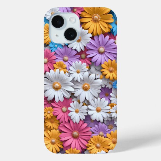 Kleurrijke 3D Daisies Bloemen Telefoon Case (Achterkant)