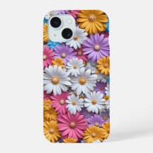 Kleurrijke 3D Daisies Bloemen Telefoon Case