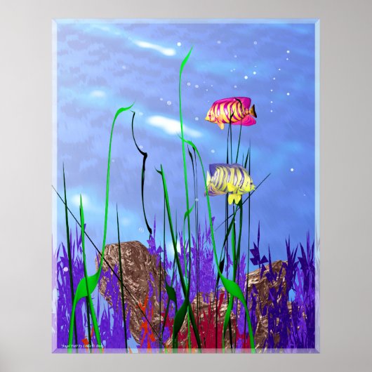 Kleurrijke 3D engelenvissen Poster (Voorkant)