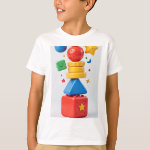 Kleurrijke 3D kinder speelgoed Toren Verticaal T-shirt