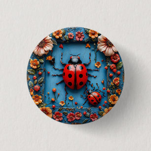 Kleurrijke 3D lieveheersbeestje Cadeau voor Tuinli Ronde Button 3,2 Cm