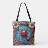 Kleurrijke 3d lieveheersbeestje tote bag (Achterkant)