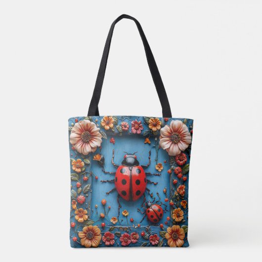 Kleurrijke 3d lieveheersbeestje tote bag (Achterkant)