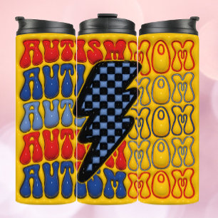 Kleurrijke 3D Opgeblazen Autisme Moeder Tumbler! Thermosbeker