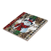Kleurrijke 3D-sneeuwpop keramische tegels Tegeltje (Zijkant)