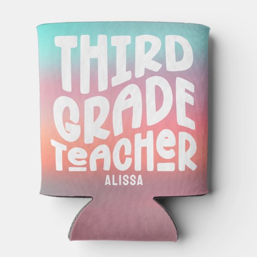 Kleurrijke 3e Grade Teacher Custom Koelbox Blikjeskoeler (Achterkant)