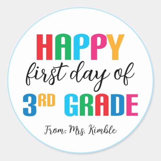 Kleurrijke 3e klas School Sticker (Voorkant)