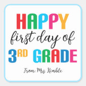 Kleurrijke 3e klas School Sticker (vierkant) (Voorkant)