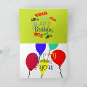 Kleurrijke 40e verjaardag ballonnen kaart (Binnen)