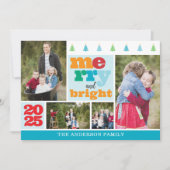 Kleurrijke 4 Photo Collage Vrolijk en Helder Feestdagenkaart (Voorkant)