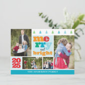 Kleurrijke 4 Photo Collage Vrolijk en Helder Feestdagenkaart (Staand voorkant)