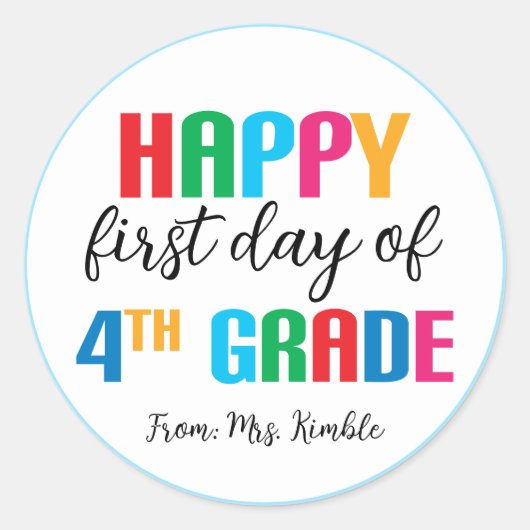 Kleurrijke 4e klas School Sticker (Voorkant)