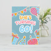 Kleurrijke 60e verjaardag kaart (Staand voorkant)