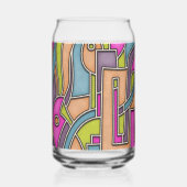 Kleurrijke 60s Mod Geometrisch Abstract Blikvorm Glas (Voorkant)