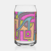 Kleurrijke 60s Mod Geometrisch Abstract Blikvorm Glas (Links)