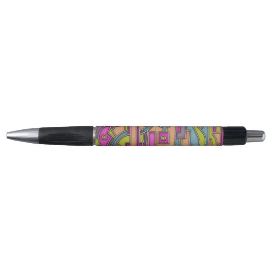 Kleurrijke 60s Mod Geometrische Abstracte Pen (Voorkant)