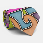 Kleurrijke 60s Mod Geometrische Abstracte Stropdas (Opgerold)