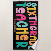 Kleurrijke 6e klas leraar strandlaken (Voorkant)