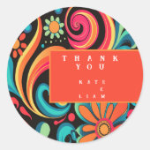 kleurrijke 70'er jaren ronde sticker (Voorkant)