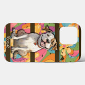 Kleurrijke 70's Retro Funny Bull Dog gepersonalise Case-Mate iPhone Case (Achterkant (horizontaal))