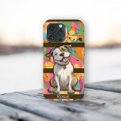 Kleurrijke 70's Retro Funny Bull Dog gepersonalise Case-Mate iPhone Case