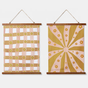 Kleurrijke 70s stijl hangend wandkleed