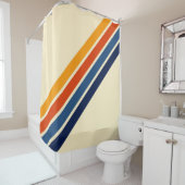 Kleurrijke 70s Striped Retro Stripes Douchegordijn (In situ)