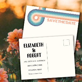 kleurrijke 70's Theme Retro Wedding Save the Briefkaart