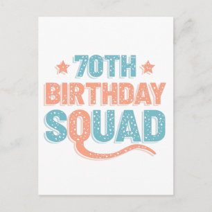 Kleurrijke 70ste verjaardag squad in distress briefkaart