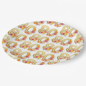 Kleurrijke 80e verjaardag Bloemen Goud Nummer 80 P Papieren Bordje (Gekanteld)