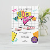 Kleurrijke 80's Feest Uitnodiging (Staand voorkant)