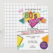 Kleurrijke 80's Feest Uitnodiging (Voorkant / Achterkant)