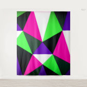 Kleurrijke 80's Kleurblok Neon Groen Roze Paars Wandkleed (Voorkant)