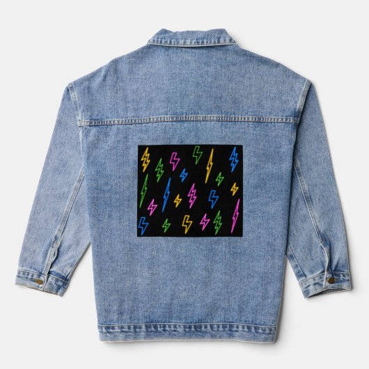 Kleurrijke 80's Neon Lightning Pattern Denim Jacket (Achterkant)