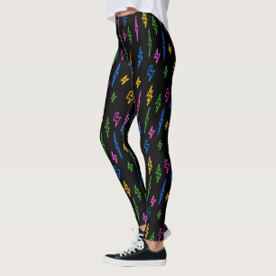 Kleurrijke 80's Neon Lightning Pattern Leggings