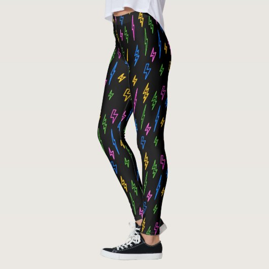 Kleurrijke 80's Neon Lightning Pattern Leggings (Links)