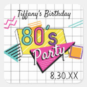 Kleurrijke 80's Party Stickers (Voorkant)