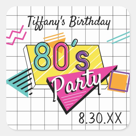Kleurrijke 80's Party Stickers (Voorkant)