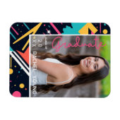 Kleurrijke 80s Retro Fel Kleur Diploma Uitnodiging Magneet (Horizontaal)