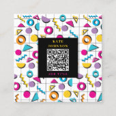 Kleurrijke 80's Retro Geometrische QR-code Vierkante Visitekaartje (Voorkant)