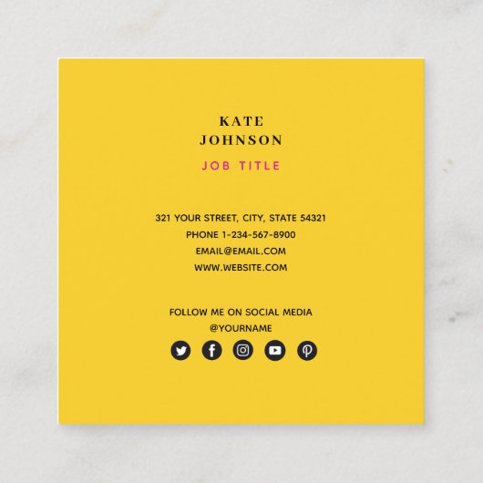 Kleurrijke 80's Retro Geometrische QR-code Vierkante Visitekaartje (Achterkant)