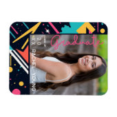 Kleurrijke 80's Retro Navy & Roze Afstuderen Foto Magneet (Horizontaal)