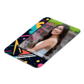 Kleurrijke 80's Retro Navy & Roze Afstuderen Foto Magneet (Linkerzijde)