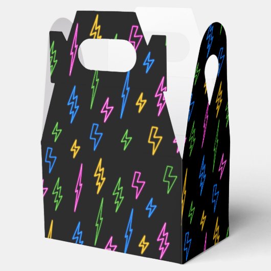 Kleurrijke 80's Retro Neon bliksempatroon Bedankdoosjes (Geopend)