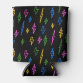 Kleurrijke 80's Retro Neon bliksempatroon Blikjeskoeler (Voorkant)