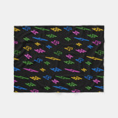 Kleurrijke 80's Retro Neon bliksempatroon Fleece Deken (Voorkant (Horizontaal))
