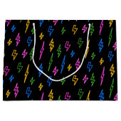 Kleurrijke 80's Retro Neon bliksempatroon Groot Cadeauzakje (Voorkant)