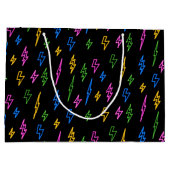 Kleurrijke 80's Retro Neon bliksempatroon Groot Cadeauzakje (Achterkant)