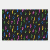 Kleurrijke 80's Retro Neon bliksempatroon Inpakpapier Vel (Voorkant)